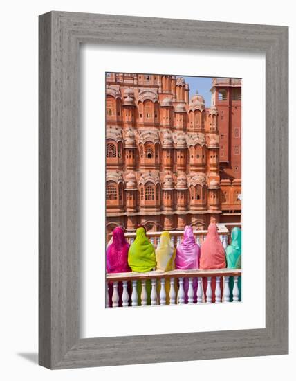 Women in Bright Saris in Front of the Hawa Mahal (Palace of the Winds)-Gavin Hellier-Framed Photographic Print