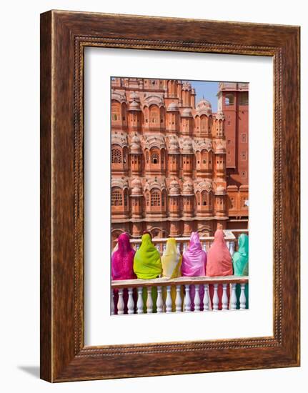 Women in Bright Saris in Front of the Hawa Mahal (Palace of the Winds)-Gavin Hellier-Framed Photographic Print