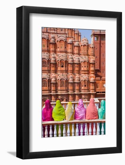 Women in Bright Saris in Front of the Hawa Mahal (Palace of the Winds)-Gavin Hellier-Framed Photographic Print