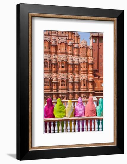 Women in Bright Saris in Front of the Hawa Mahal (Palace of the Winds)-Gavin Hellier-Framed Photographic Print