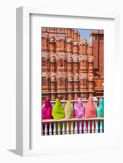 Women in Bright Saris in Front of the Hawa Mahal (Palace of the Winds)-Gavin Hellier-Framed Photographic Print