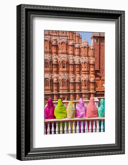 Women in Bright Saris in Front of the Hawa Mahal (Palace of the Winds)-Gavin Hellier-Framed Photographic Print