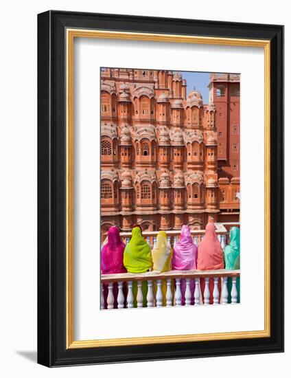 Women in Bright Saris in Front of the Hawa Mahal (Palace of the Winds)-Gavin Hellier-Framed Photographic Print