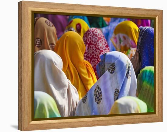 Women in Colorful Saris Gather Together, Jhalawar, Rajasthan, India-Keren Su-Framed Premier Image Canvas