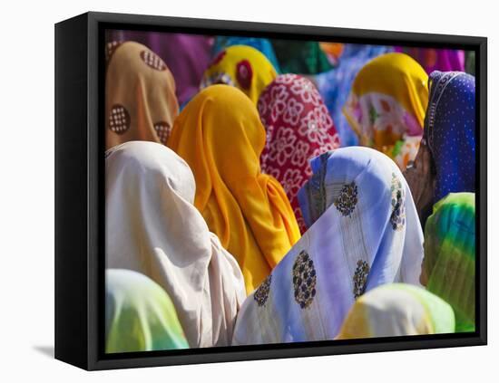 Women in Colorful Saris Gather Together, Jhalawar, Rajasthan, India-Keren Su-Framed Premier Image Canvas