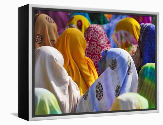 Women in Colorful Saris Gather Together, Jhalawar, Rajasthan, India-Keren Su-Framed Premier Image Canvas