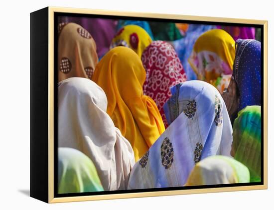 Women in Colorful Saris Gather Together, Jhalawar, Rajasthan, India-Keren Su-Framed Premier Image Canvas