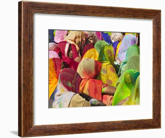 Women in Colorful Saris Gather Together, Jhalawar, Rajasthan, India-Keren Su-Framed Photographic Print