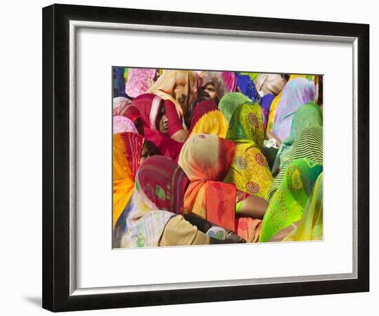 Women in Colorful Saris Gather Together, Jhalawar, Rajasthan, India-Keren Su-Framed Photographic Print