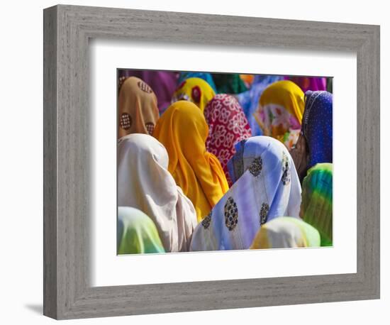 Women in Colorful Saris Gather Together, Jhalawar, Rajasthan, India-Keren Su-Framed Photographic Print