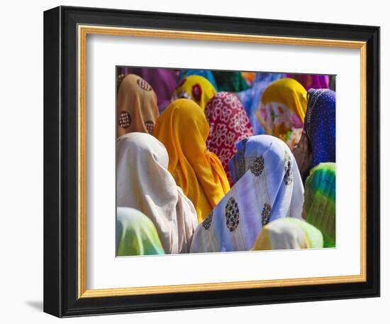 Women in Colorful Saris Gather Together, Jhalawar, Rajasthan, India-Keren Su-Framed Photographic Print