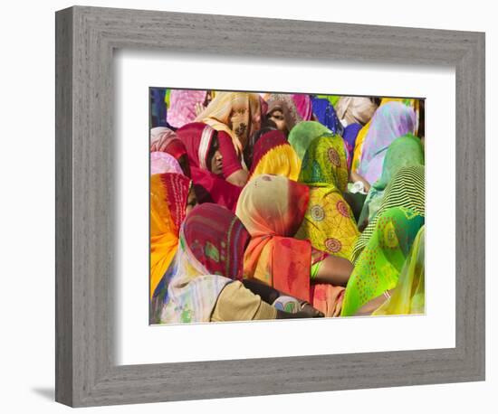 Women in Colorful Saris Gather Together, Jhalawar, Rajasthan, India-Keren Su-Framed Photographic Print