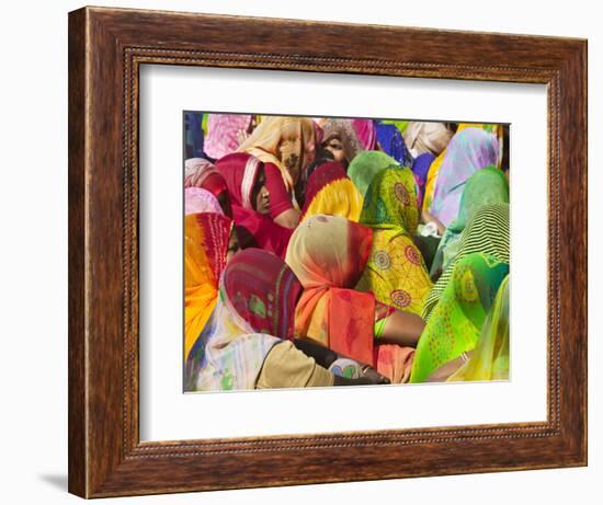 Women in Colorful Saris Gather Together, Jhalawar, Rajasthan, India-Keren Su-Framed Photographic Print
