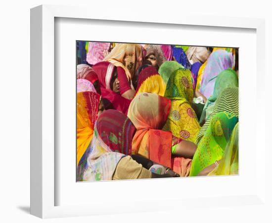 Women in Colorful Saris Gather Together, Jhalawar, Rajasthan, India-Keren Su-Framed Photographic Print