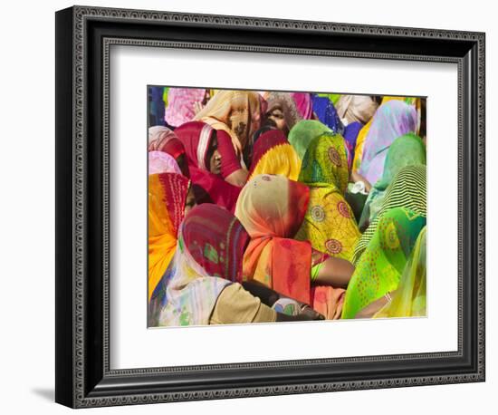 Women in Colorful Saris Gather Together, Jhalawar, Rajasthan, India-Keren Su-Framed Photographic Print