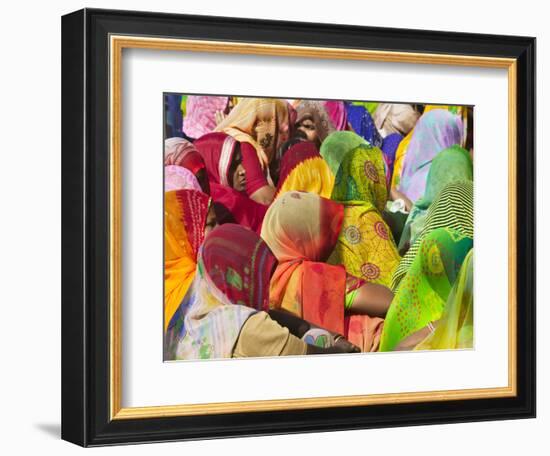 Women in Colorful Saris Gather Together, Jhalawar, Rajasthan, India-Keren Su-Framed Photographic Print