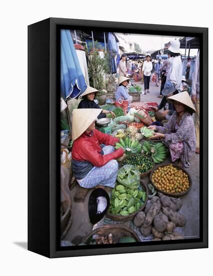 Women in Conical Hats Selling Fruit and Vegetables in Busy Central Market, Hoi An, Central Vietnam-Gavin Hellier-Framed Premier Image Canvas