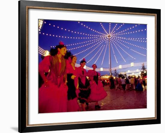 Women in Flamenco Dresses at Feira de Abril, Sevilla, Spain-Merrill Images-Framed Photographic Print