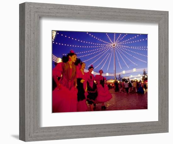 Women in Flamenco Dresses at Feira de Abril, Sevilla, Spain-Merrill Images-Framed Photographic Print