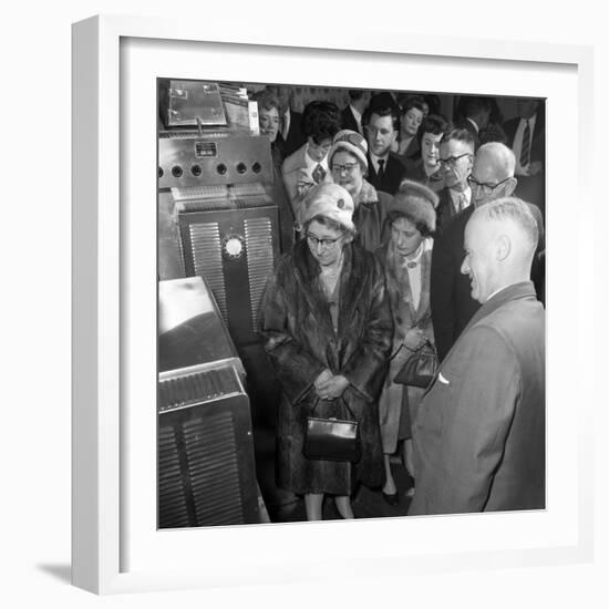 Women in Fur Coats at a Food Exhibition, Wilsic, Near Doncaster, South Yorkshire, 1961-Michael Walters-Framed Photographic Print