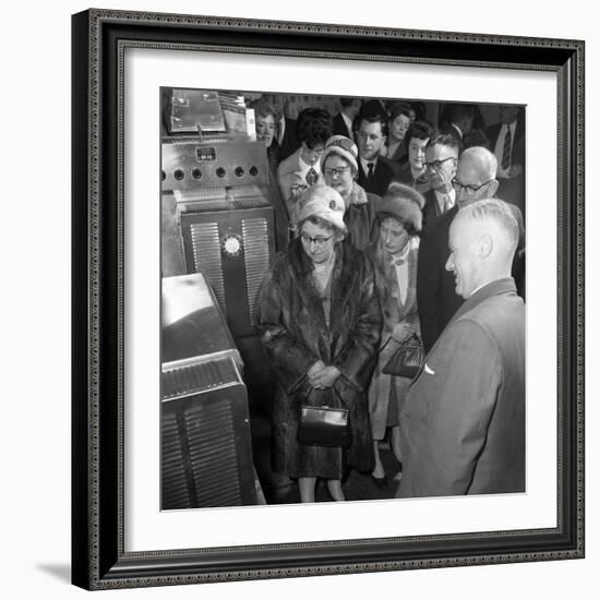 Women in Fur Coats at a Food Exhibition, Wilsic, Near Doncaster, South Yorkshire, 1961-Michael Walters-Framed Photographic Print