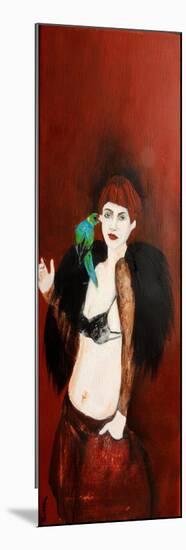 Women in German Expressionist Style with Parrot, 2016-Susan Adams-Mounted Giclee Print