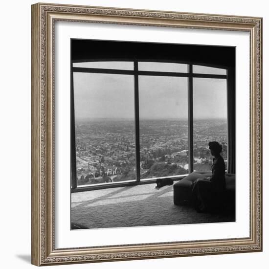 Women in Her Modern Home in Mountains Overlooking Los Angeles-Ed Clark-Framed Photographic Print