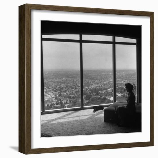 Women in Her Modern Home in Mountains Overlooking Los Angeles-Ed Clark-Framed Photographic Print