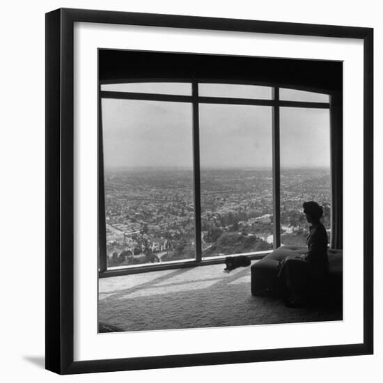 Women in Her Modern Home in Mountains Overlooking Los Angeles-Ed Clark-Framed Photographic Print