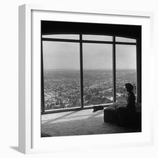 Women in Her Modern Home in Mountains Overlooking Los Angeles-Ed Clark-Framed Photographic Print
