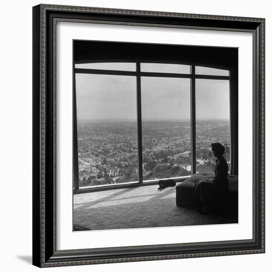 Women in Her Modern Home in Mountains Overlooking Los Angeles-Ed Clark-Framed Photographic Print