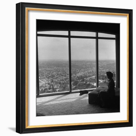 Women in Her Modern Home in Mountains Overlooking Los Angeles-Ed Clark-Framed Photographic Print