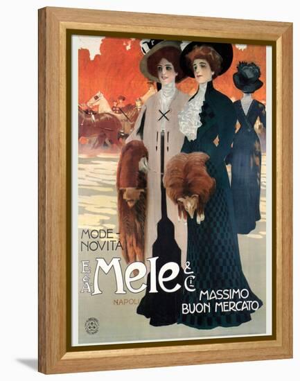 Women in High Fashion Shop at Mele-Leopoldo Metlicovitz-Framed Stretched Canvas