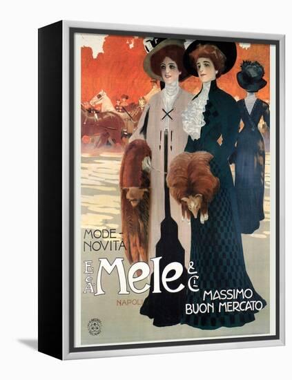 Women in High Fashion Shop at Mele-Leopoldo Metlicovitz-Framed Stretched Canvas