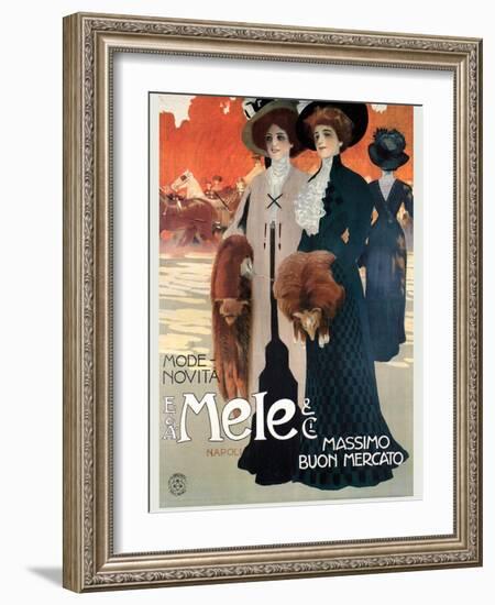 Women in High Fashion Shop at Mele-Leopoldo Metlicovitz-Framed Art Print