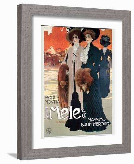 Women in High Fashion Shop at Mele-Leopoldo Metlicovitz-Framed Art Print