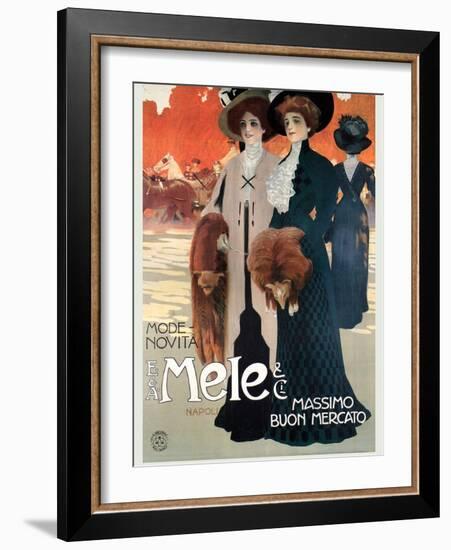 Women in High Fashion Shop at Mele-Leopoldo Metlicovitz-Framed Art Print