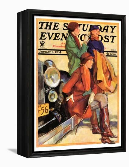 "Women in Riding Habits," Saturday Evening Post Cover, January 6, 1934-John LaGatta-Framed Premier Image Canvas