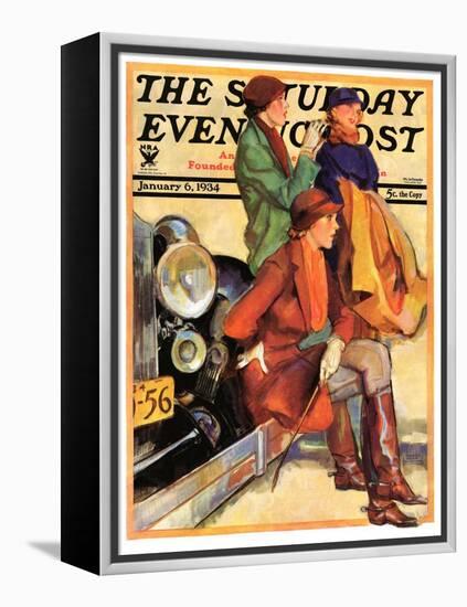 "Women in Riding Habits," Saturday Evening Post Cover, January 6, 1934-John LaGatta-Framed Premier Image Canvas