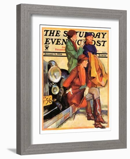 "Women in Riding Habits," Saturday Evening Post Cover, January 6, 1934-John LaGatta-Framed Giclee Print