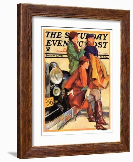 "Women in Riding Habits," Saturday Evening Post Cover, January 6, 1934-John LaGatta-Framed Giclee Print