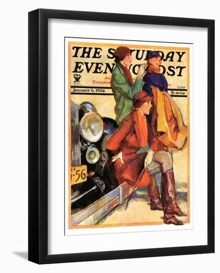 "Women in Riding Habits," Saturday Evening Post Cover, January 6, 1934-John LaGatta-Framed Giclee Print