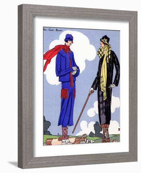 Women in sports wear on a golf course, 1925.-null-Framed Giclee Print