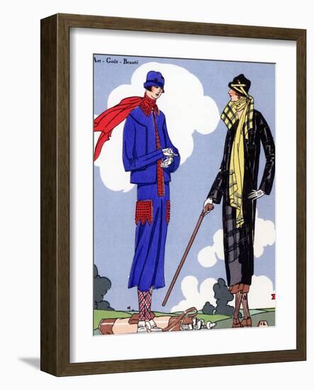 Women in sports wear on a golf course, 1925.-null-Framed Giclee Print