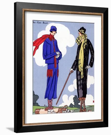 Women in sports wear on a golf course, 1925.-null-Framed Giclee Print