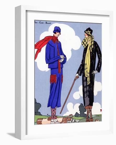 Women in sports wear on a golf course, 1925.-null-Framed Giclee Print