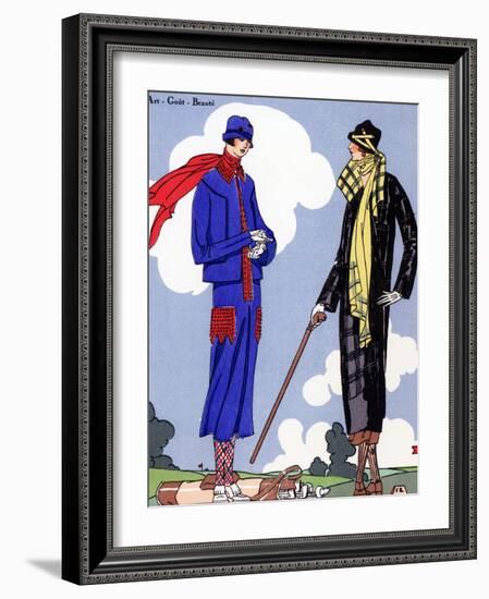 Women in sports wear on a golf course, 1925.-null-Framed Giclee Print