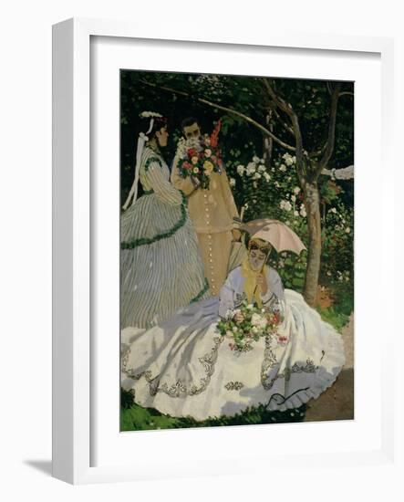 Women in the Garden, Detail of a Seated Woman with a Parasol, 1867-Claude Monet-Framed Giclee Print