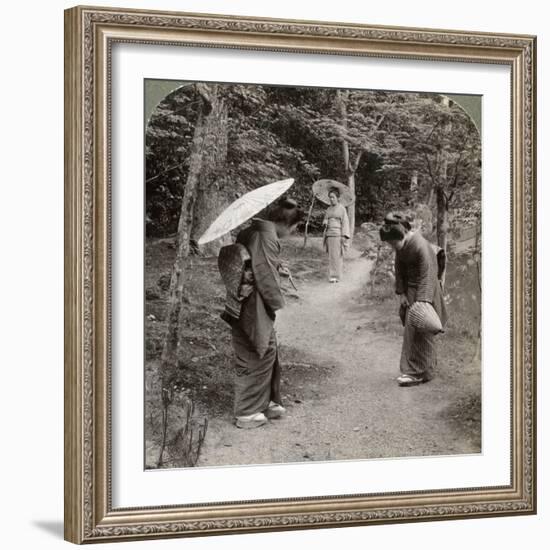 Women in the Kinkaku-Ji Temple Garden, Kyoto, Japan, 1904-Underwood & Underwood-Framed Photographic Print