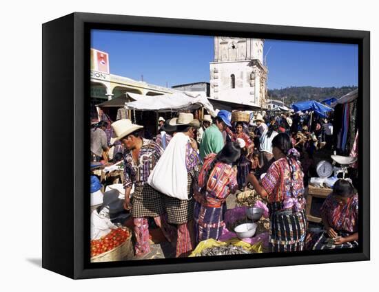 Women in Traditional Dress in Busy Tuesday Market, Solola, Guatemala, Central America-Upperhall-Framed Premier Image Canvas